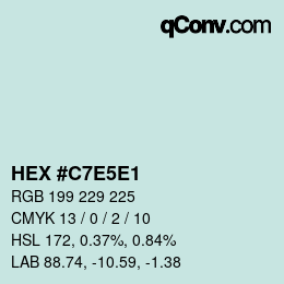 カラーコード: HEX #C7E5E1 | qconv.com