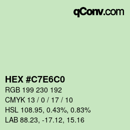 カラーコード: HEX #C7E6C0 | qconv.com