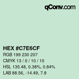 Color code: HEX #C7E6CF | qconv.com