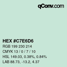 Color code: HEX #C7E6D6 | qconv.com