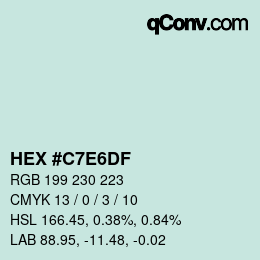 Color code: HEX #C7E6DF | qconv.com