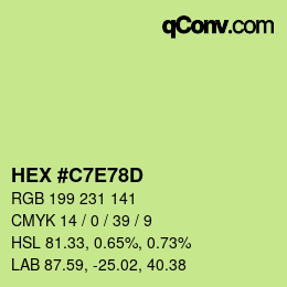 Color code: HEX #C7E78D | qconv.com
