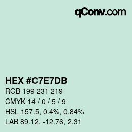 颜色代码: HEX #C7E7DB | qconv.com