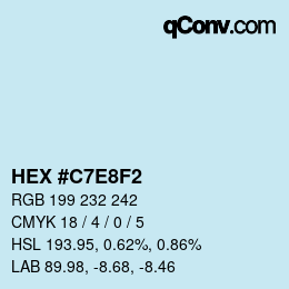 Farbcode: HEX #C7E8F2 | qconv.com