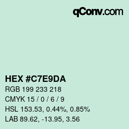 カラーコード: HEX #C7E9DA | qconv.com