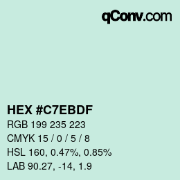 Color code: HEX #C7EBDF | qconv.com