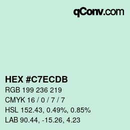 颜色代码: HEX #C7ECDB | qconv.com