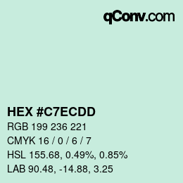 カラーコード: HEX #C7ECDD | qconv.com