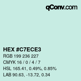 Color code: HEX #C7ECE3 | qconv.com