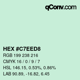 Color code: HEX #C7EED8 | qconv.com
