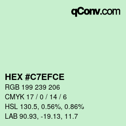 カラーコード: HEX #C7EFCE | qconv.com