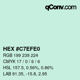 Color code: HEX #C7EFE0 | qconv.com