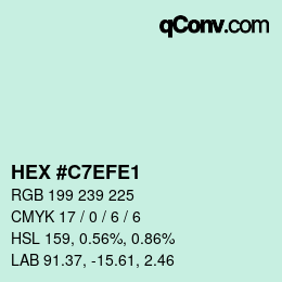 Color code: HEX #C7EFE1 | qconv.com