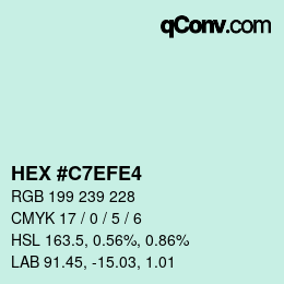 Color code: HEX #C7EFE4 | qconv.com