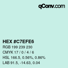 Color code: HEX #C7EFE6 | qconv.com