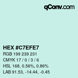 Color code: HEX #C7EFE7 | qconv.com