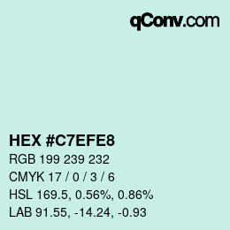 Color code: HEX #C7EFE8 | qconv.com