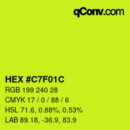 Color code: HEX #C7F01C | qconv.com