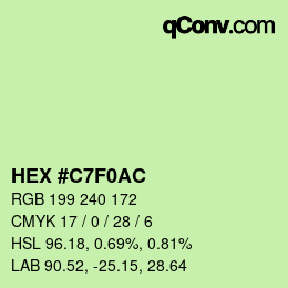 Color code: HEX #C7F0AC | qconv.com