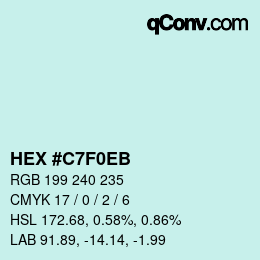 Color code: HEX #C7F0EB | qconv.com