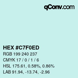 カラーコード: HEX #C7F0ED | qconv.com