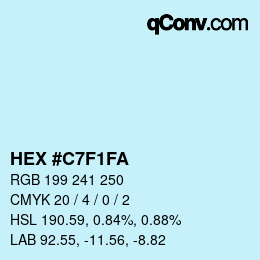 颜色代码: HEX #C7F1FA | qconv.com