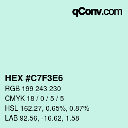 Color code: HEX #C7F3E6 | qconv.com