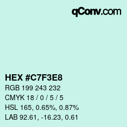 Color code: HEX #C7F3E8 | qconv.com