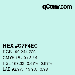 Color code: HEX #C7F4EC | qconv.com