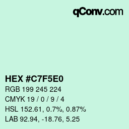 Color code: HEX #C7F5E0 | qconv.com