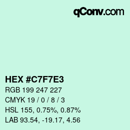 Color code: HEX #C7F7E3 | qconv.com