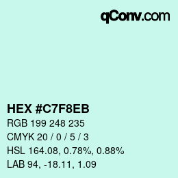 Color code: HEX #C7F8EB | qconv.com
