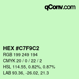 Color code: HEX #C7F9C2 | qconv.com