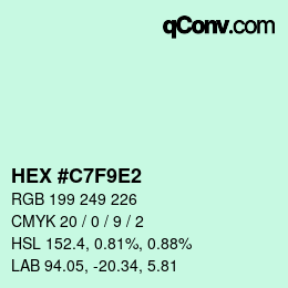 Color code: HEX #C7F9E2 | qconv.com