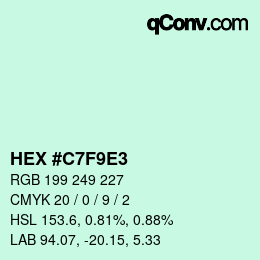 Color code: HEX #C7F9E3 | qconv.com