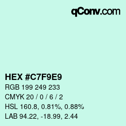 カラーコード: HEX #C7F9E9 | qconv.com