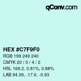 Color code: HEX #C7F9F0 | qconv.com