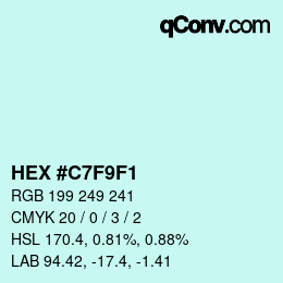 Color code: HEX #C7F9F1 | qconv.com