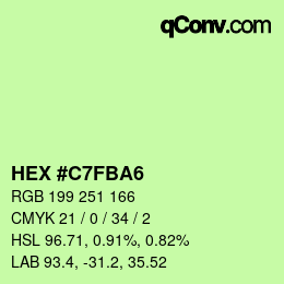 Color code: HEX #C7FBA6 | qconv.com