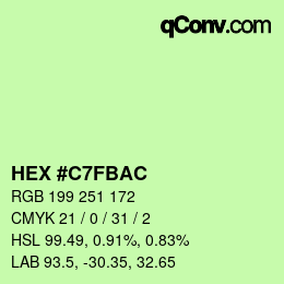 Color code: HEX #C7FBAC | qconv.com