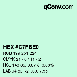 Color code: HEX #C7FBE0 | qconv.com