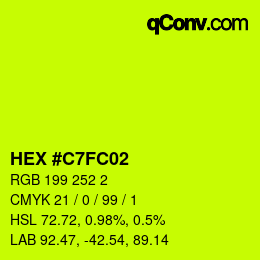 颜色代码: HEX #C7FC02 | qconv.com