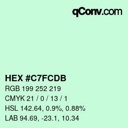 Color code: HEX #C7FCDB | qconv.com
