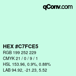 Color code: HEX #C7FCE5 | qconv.com