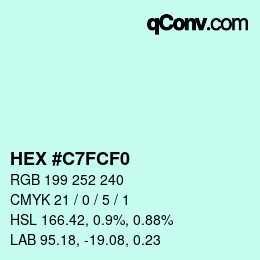 Color code: HEX #C7FCF0 | qconv.com