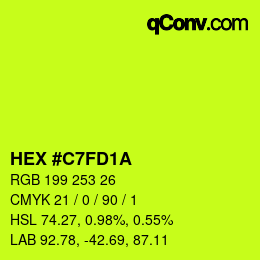 Color code: HEX #C7FD1A | qconv.com