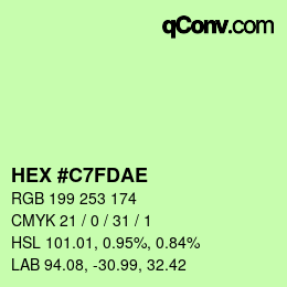 Color code: HEX #C7FDAE | qconv.com