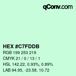 カラーコード: HEX #C7FDDB | qconv.com
