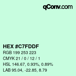Color code: HEX #C7FDDF | qconv.com