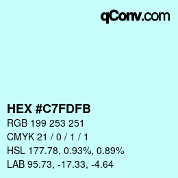 Color code: HEX #C7FDFB | qconv.com